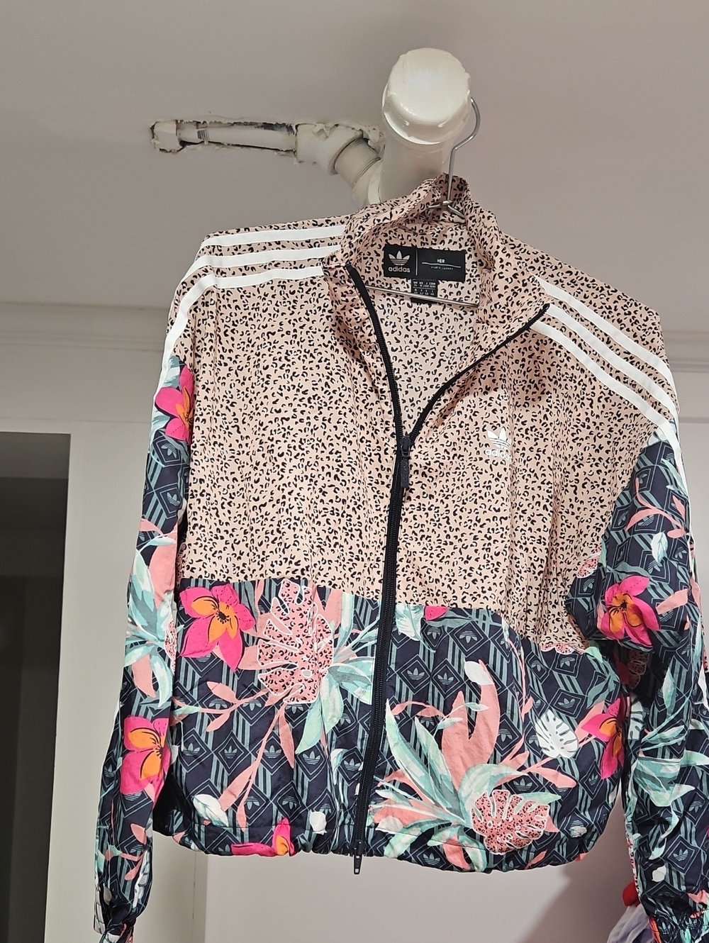 Unique Adidas Women's Floral & Animal-Print Bomber Jacket - Pink/Black/Teal